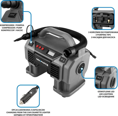 Kompresor ajri GRAPHITE Energy+ 58GE113, 18V, 11 bar, pa bateri