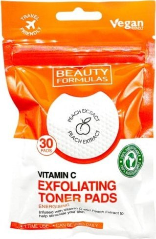Diskë tonike eksfoliuese Beauty Formulas Vitamin C, 30 copë
