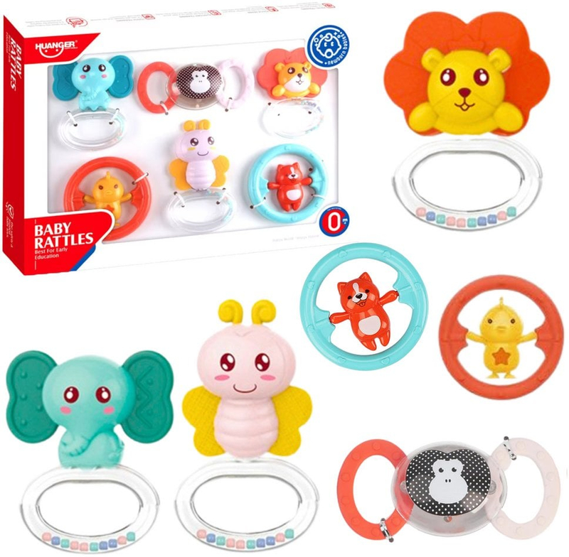 Set lodrash sensorike LEAN Toys Animals 22785, 6 elemente, për foshnje, shumëngjyrëshe