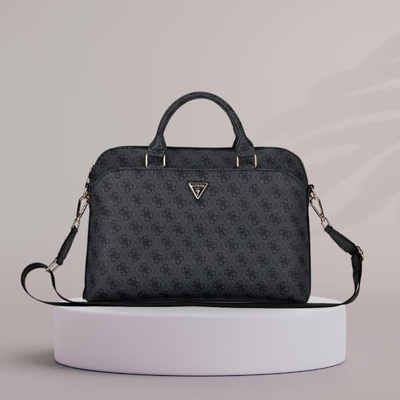 Торба за лаптоп Guess GUCB15P4DPTK, 15\", со џеб со патент, црна