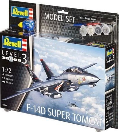 Set model avion Revell F 14D Super Tomcat 63960, shkallë 1:72, plastik, me bojëra dhe ngjitës
