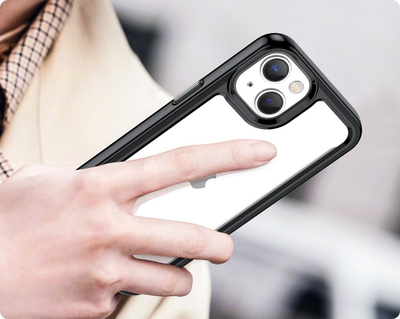 Mbrojtëse telefoni Hurtel Outer Space për iPhone 14 Plus, kornizë xhel TPU, e zezë