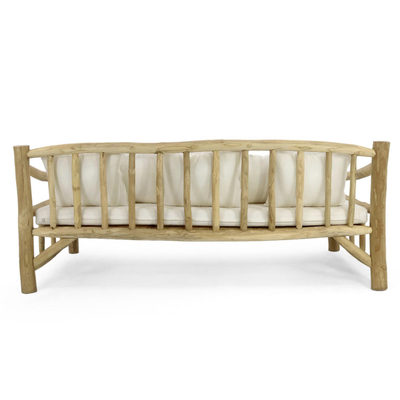 Sofa Torc druri teak natyral–e bardhë 210×100×80 cm (HM9339), bardhë