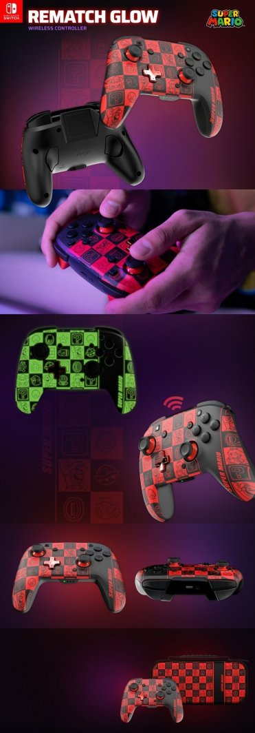 Контролер PDP Rematch Glow in the Dark, Безжичен, шарен