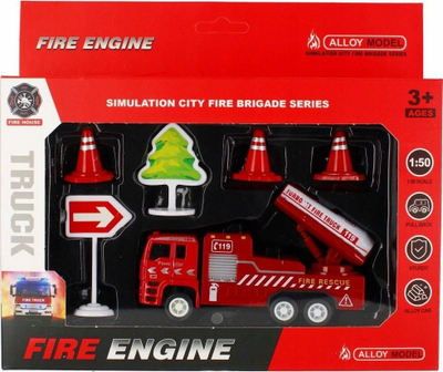 Set lodër kamion zjarrfikës MEGA CREATIVE 523984, me aksesore, për kalamaj 3+, i kuq