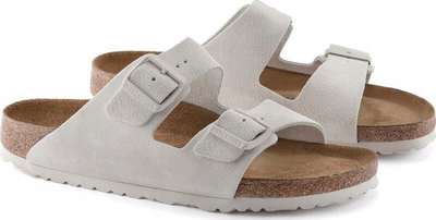 Sandale Birkenstock Arizona Slides për burra, me zdruk prej zhamsh, krem, nr. 45 EU