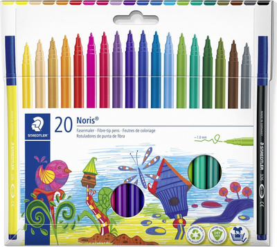 Marker permanent Staedtler 326 C20, majë e rrumbullakët, set 20 copë, ngjyra të përziera