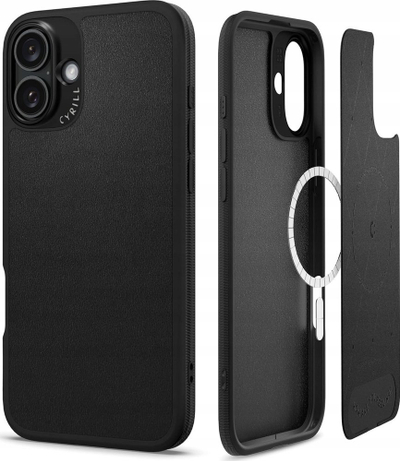 Këllëf telefoni Spigen Cyrill Kajuk MagSafe për iPhone 16, lëkurë PU, i zi