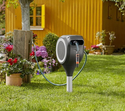 Кутија за градинарско црево Gardena RollUp M 18616-20, 20m, вртење 360°, сива