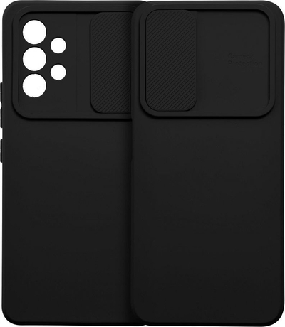 Kuti telefoni Silicone Slide Case për Samsung Galaxy S23 FE, TPU mbrojtëse, me kapak kamere, e zezë