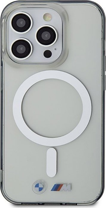 Këllëf telefoni BMW Silver Ring MagSafe për iPhone 14 Pro Max, transparent, kompatibil me MagSafe