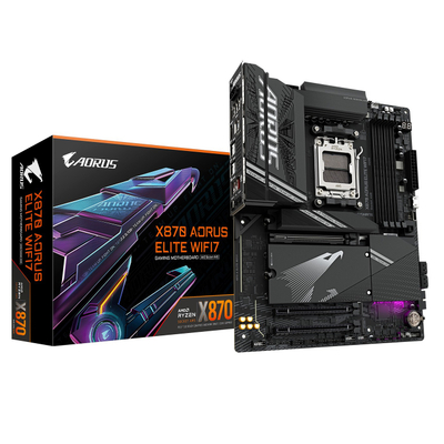 Матична плоча Gigabyte X870 AORUS ELITE WIFI7, ATX, AM5, DDR5, Wi-Fi 7, црна