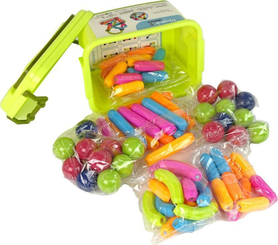 Lodër ndërtimi Lean Toys Magnetic Blocks, 68 copa, magnetike, shumëngjyrëshe