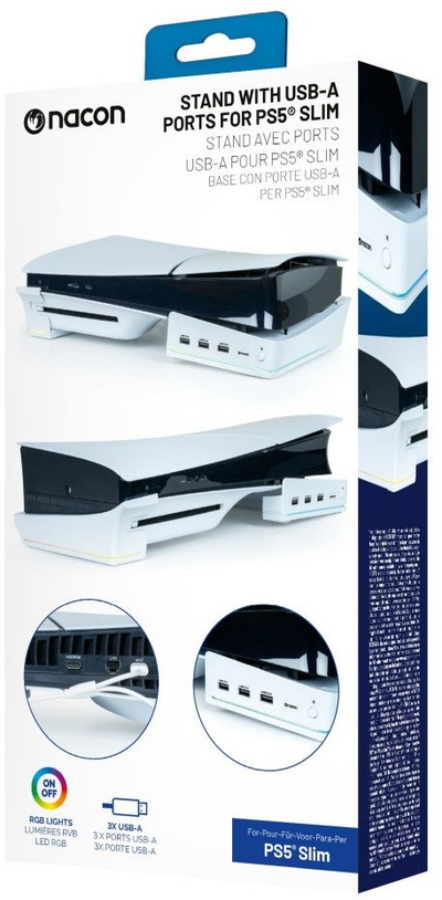 Bazë karikimi Nacon për PlayStation 5 Slim, me USB, drita RGB, e zezë