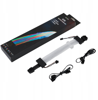 Kabllo zgjatëse RGB Gelid Astra, 8 pin, me drita RGB, e zezë
