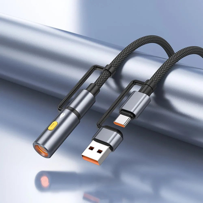 Kabllo Hoco All in one USB A Type C në Type C, 60W 3A, 1.2m, gri