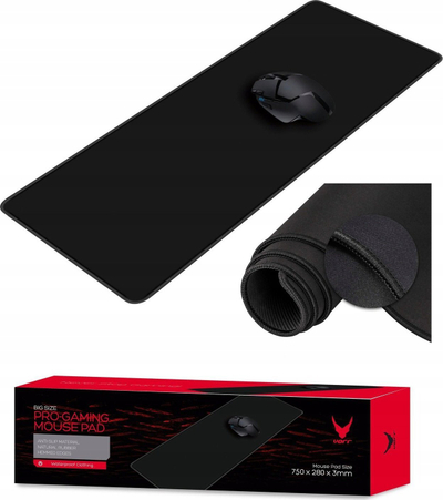 Mousepad gaming Varr, 780x280x3mm, gomë natyrale që s’rrëshqet, i zi