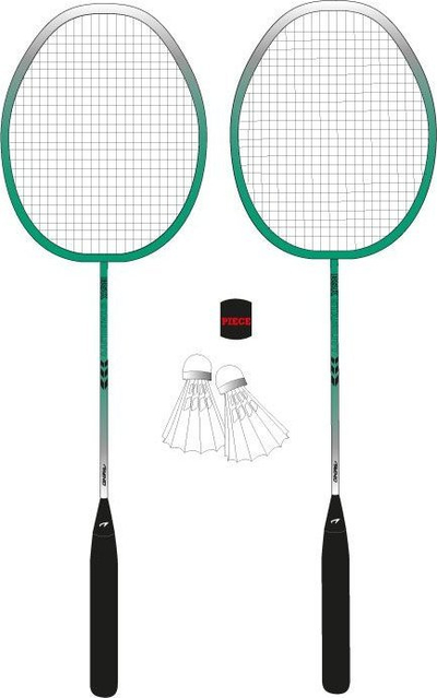 Set badminton Avento Power Speed, çelik, set me 2 raketa, argjendtë jeshil