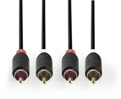 Kabllo audio Nedis, stereo 2x RCA mashkull në 2x RCA mashkull, 1m, antracit