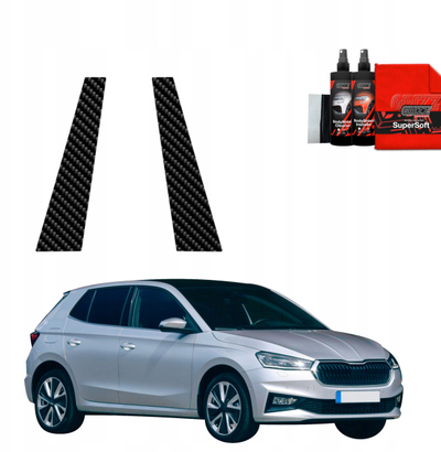Folie mbrojtëse karboni për shtyllat B dhe C Skoda Fabia 2019–2026, set 2n1, e zezë