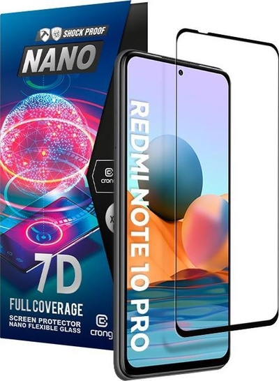 Xham mbrojtës Crong 7D Nano Flexible Glass për Xiaomi Redmi Note 10 5G, hibrid 9H, transparencë e lartë