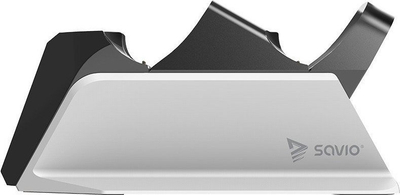 Stacion karikimi Savio SAVIO, për pultet e PS5 DualSense, 2 porta, LED, i bardhë