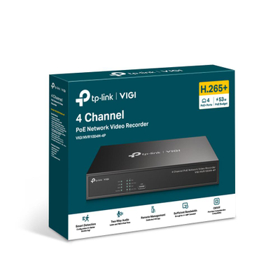 Videorekorder rrjeti TP-Link VIGI NVR1004H-4P, 4 kanale, 4K, i zi