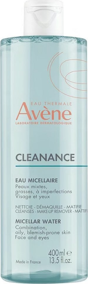 Ujë micelar Avène Cleanance, për lëkurë me akne, për fytyrë edhe sy