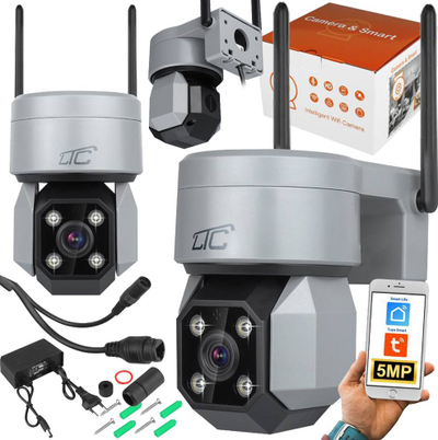 Kamerë sigurie e jashtme LTC Vision, IP WiFi PTZ, 5MP, gri e zezë