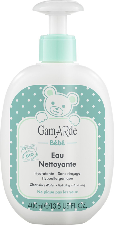 Ujë pastrimi për bebe Gamarde Bébé, hidratues, pa shpëlarje, BIO 400 ml