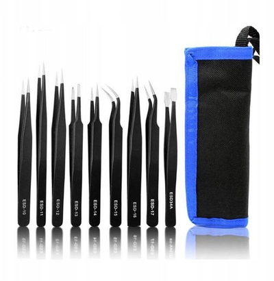 Set pincetash Uf-tools ESD-9, 9 copë, çelik inox, antistatike