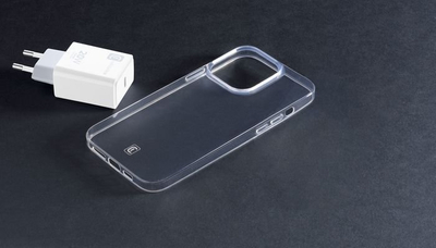 Сет додатоци Cellularline Starter Kit, за iPhone 14 Pro, полнач 20W USB C, проѕирна маска
