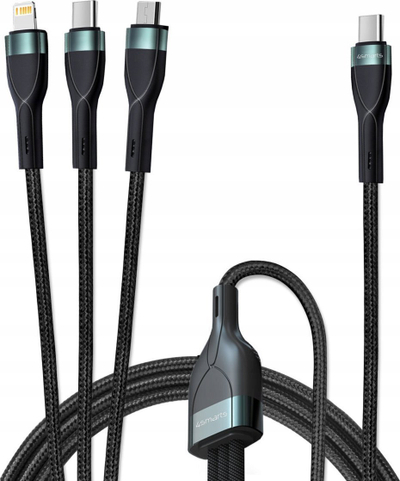 Kabllo karikimi 4smarts USB C PremiumCord Multi 60W, 3 në 1, 150 cm, e zezë