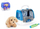 Lodër interaktive Swede Animals Pet House, qenush pelushi me aksesorë, kafaz plastik, blu