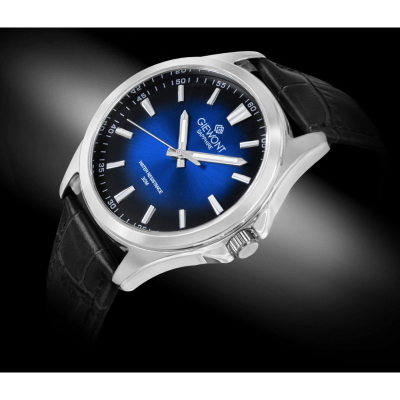 Orë dore meshkujsh Giewont Elegance GW5160-A6, quartz, xham sapphire, e zezë e kaltër