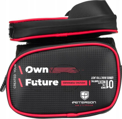 Рамна торба за велосипед Петерсон водоотпорна, екран на телефон 6.7", отпорна на вода, црна