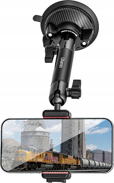 Mbajtëse me vakuum për action camera Ulanzi ZJ01, shufër teleskopike, rrotullim 360°, e zezë