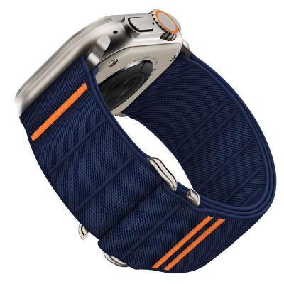 Rrip ore Tech-Protect Nylon Slip për Apple Watch, 44-49mm, najlon, blu navy me portokalli