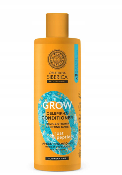 Balsam flokësh Natura Siberica Oblepikha Grow Peptides, për flokë të dobët, 400ml, portokalli