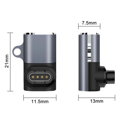 Adapter USB C Wozinsky WAYGS1 për Garmin Watch, magnetik, metalik, gri
