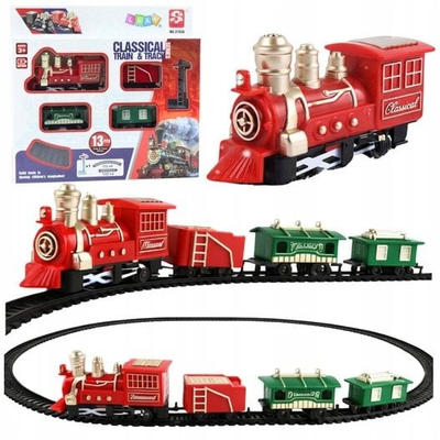 Set tren lodër klasik, 13 pjesë, me bateri, shumëngjyrësh