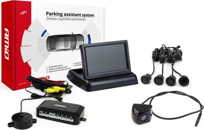 Set sensorësh parkimi AMiO TFT02, ekran 4.3", kamerë HD-310, 4 sensorë të zinj