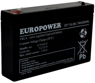 Bateri EUROPOWER EP7-6, 6V, 7Ah, e zezë