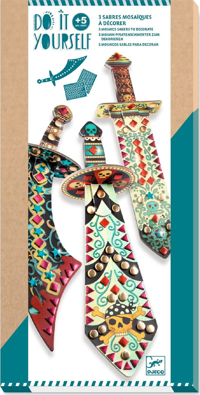 Set kreativ për shpatë pirati DIY Like a Pirate, mozaik me numra, për kalama 5+