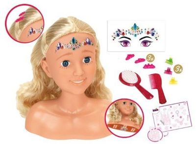 Set lodër stilimi flokësh Theo Klein Princess Coralie, kokë kukulle mesatare, me aksesorë, shumëngjyrësh