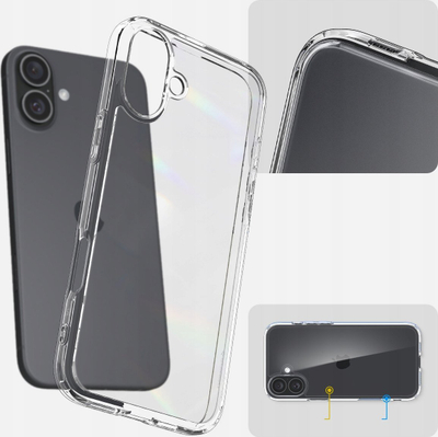 Mbulesë telefoni Spigen Crystal Hybrid për iPhone 16 Plus, kundër goditjeve, transparente
