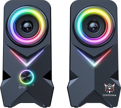 Altoparlantë kompjuteri Onikuma L2, lidhje USB dhe Bluetooth, ndriçim RGB, të zinj