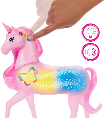 Lodër njëbrirësh Barbie Mattel Sparkle Lights Unicorn, drita, tinguj, rozë
