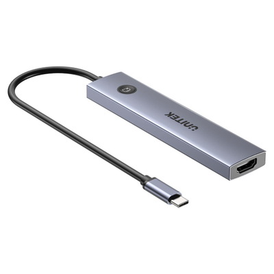 Hub USB C Unitek 7 në 1, 4K 60Hz, PD 100W, gri