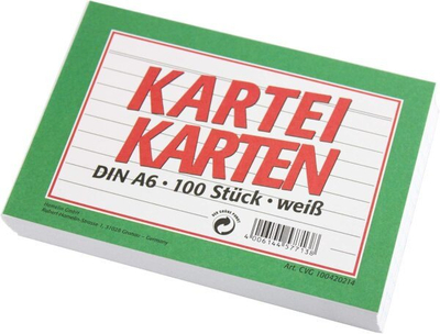 Kartela shënimi Landre A6, të vijuara, paketim 100 copë, të bardha